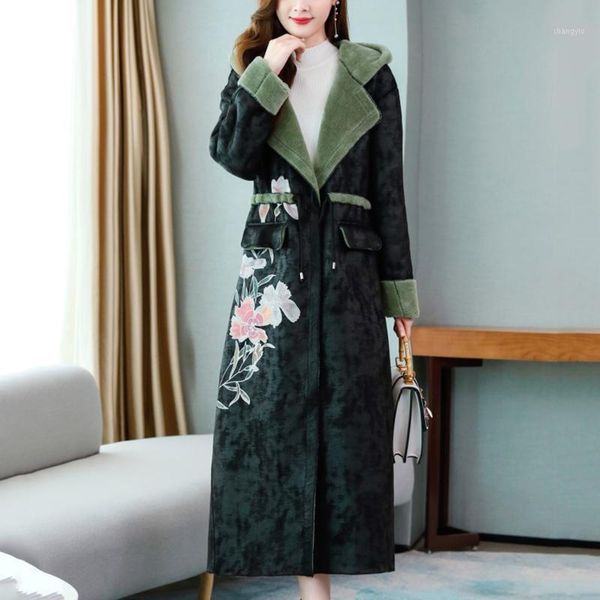 

women winter coat fashion plus size wool blend white long coat 3xl vintage turn down collar streetwear coats1, Black