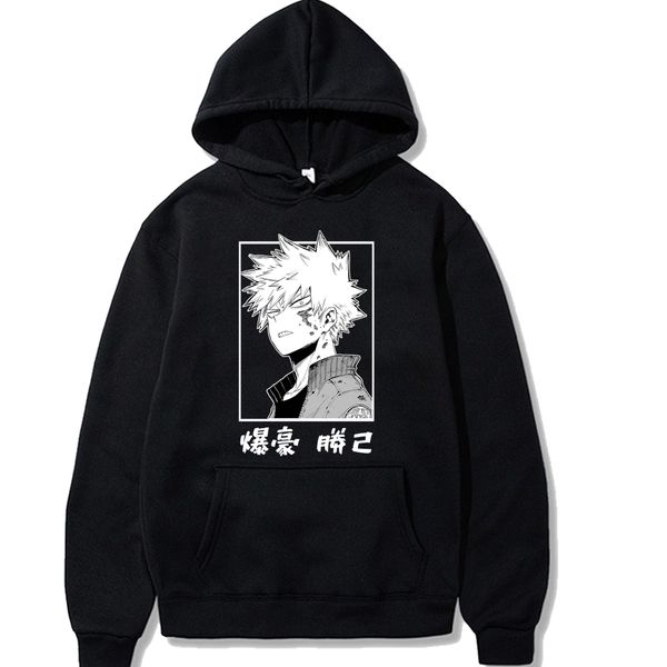 

my hero college men's and women's hoodie, japane animation neutral sweater, harajuku style, leisure, Black