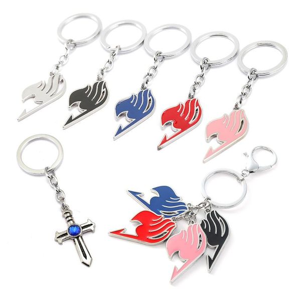 

keychains anime jewelry fairy tail commune logo keychain cross alloy pendant key ring gift accessory, Silver