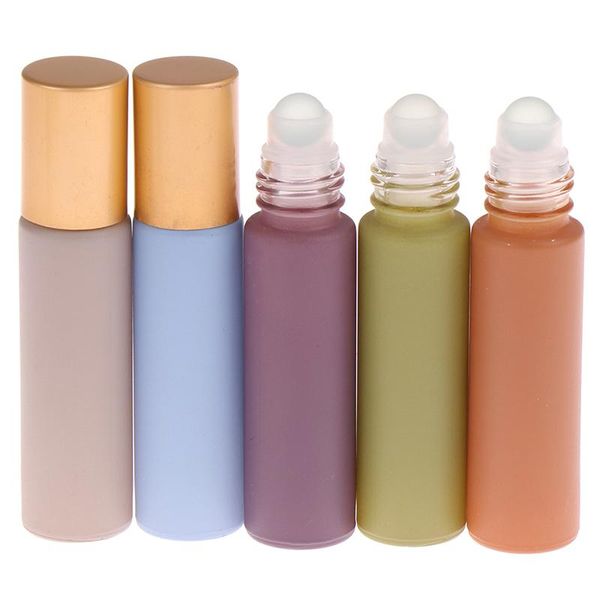 

storage bottles & jars empty 5/10ml glass essential oil roll on bottle metal roller ball for perfume