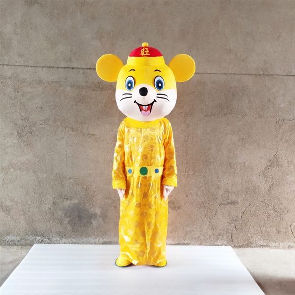 

mascot costumes chinese new year zodiac lucky mouse mascot costume for size for welcome performance and halloween party dress, Red;yellow