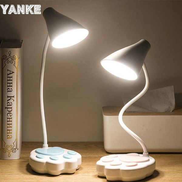 

dimming desk lamp cartoon cat eye protection table lamp led charging small desk student reading night light for study