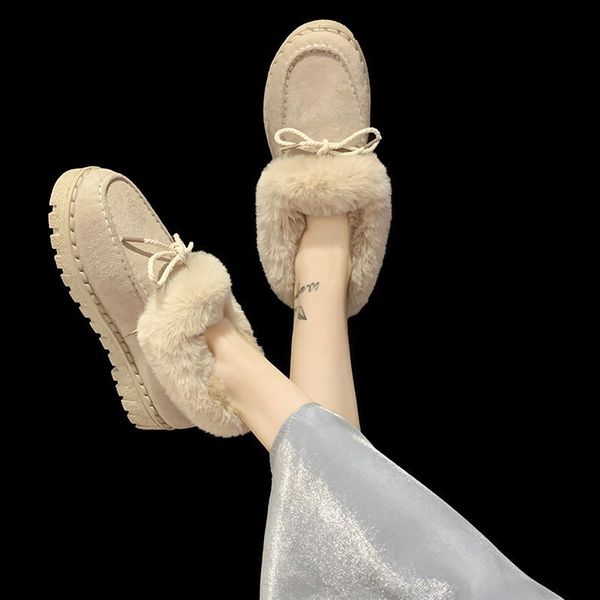 

dress shoes snow shoes with women's hair, soft, stylish waterproof shoes, comfortable, skid-proof, a stuffed ribbon, for women w8bl, Black