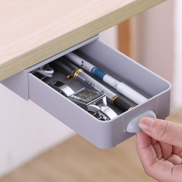 

storage drawers drawer organizer under-desk stand box pencil-tray desk-table-self-stick makeup-brush home office stationery holder