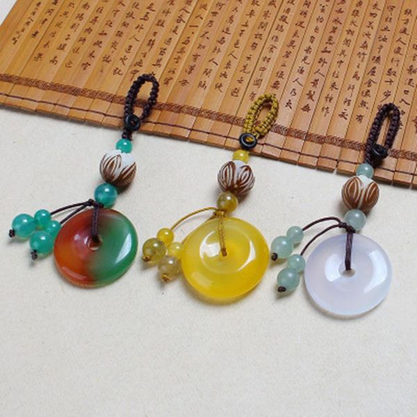 

keychains 2021 creative hand weaving round keychain fashion pendant glossy peace buckle shape jewelry key chain ring car hanging, Silver