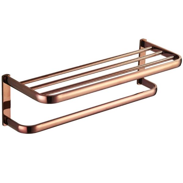 

bath accessory set wall mounted bathroom lavatory towel rack shelf (rose gold)