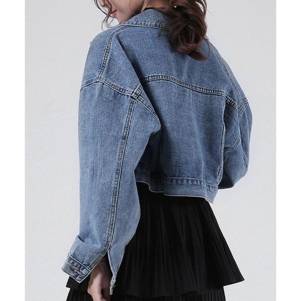 

women's jackets spring and autumn loose fashion all-around show thin casual lapel eyelet lace up denim coat single breasted top, Black;brown