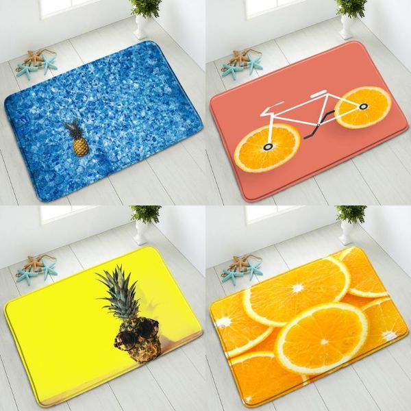 

bath mats tropical fruit mat pineapple non-slip floor pads kitchen bedroom doormat flannel washable carpet welcome home decor