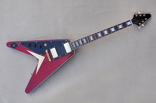 

factory flying left handed electric guitar with mahogany body and neck,gold hardware,rosewood fingerboard, can be customized