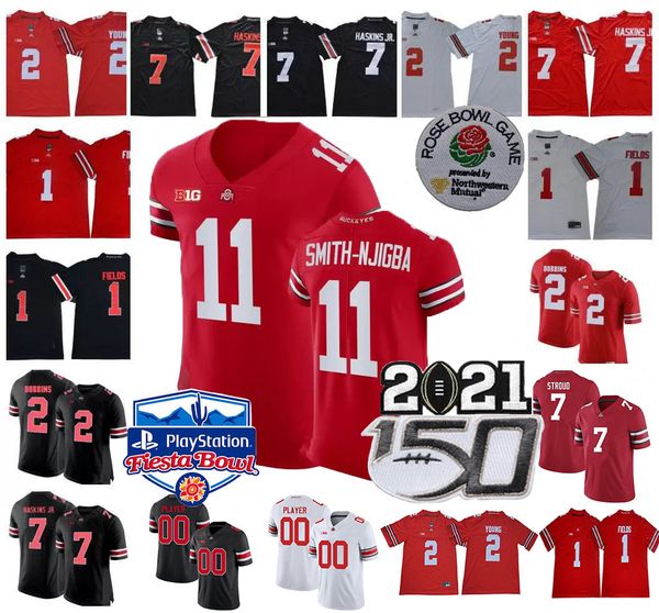 

ncaa george ohio state buckeyes football jersey osu 2 chase young chris olave smith-njigba c.j. stroud garrett wilson teague iii treveyon he, Black