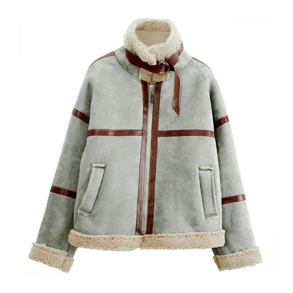 

women's wool & blends perhaps u women ted coat zipper pocket stand collar white brown c0190, Black