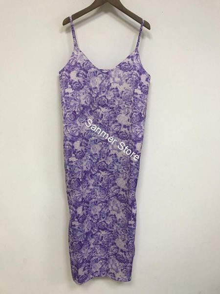 

2021 new primavera vero feminino estilingue sem mangas floral com decote em v split lady print vestido ala de espaguete nntj, Black;gray
