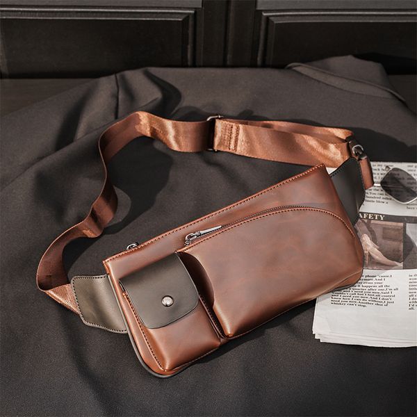 

pockets single shoulder bag men's chest crossbody sports leisure waist korean fashion