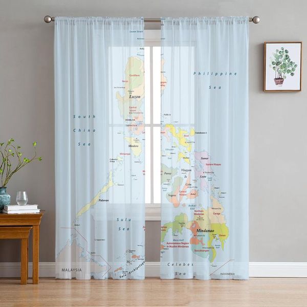 

curtain & drapes modern sheer curtains map area sea colorful living room kitchen children's decoration household chiffon window