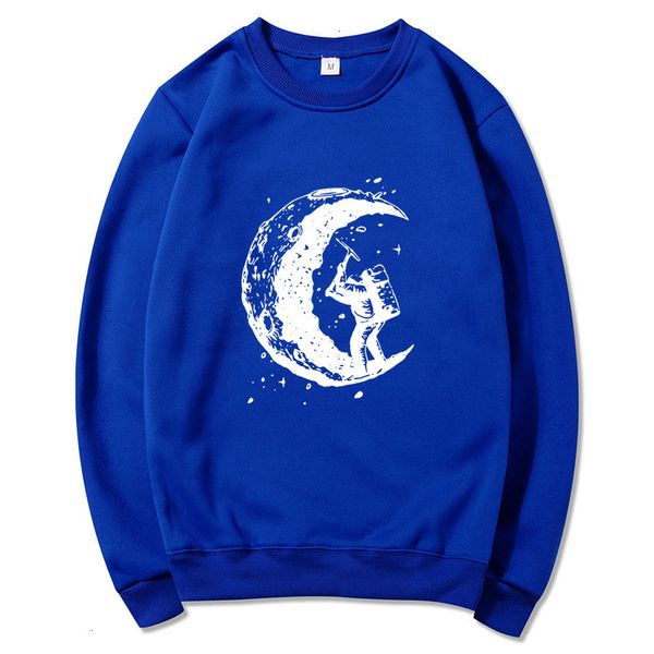 

men woman new designer hoodie capsule corp moon print hip-hop tide brand sweater autumn winter men's round neck sweatshirt, Black