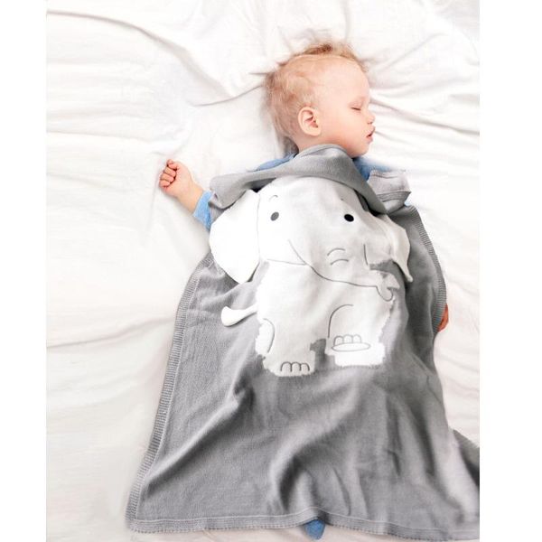 

new elephant blanket stereo ears blanket children's knitted beach pad baby embrace