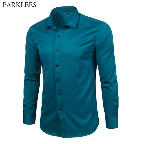 

bamboo fiber men's formal long sve shirt, tight, informal, with buttons, elastic, non-ferrous, easy to care, White;black