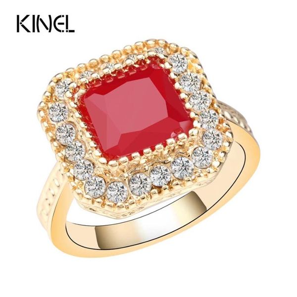 

wedding rings 11.11 super ofertas vintage for women fashion jewelry gold red resin mosaic crystal ring christmas gift, Slivery;golden