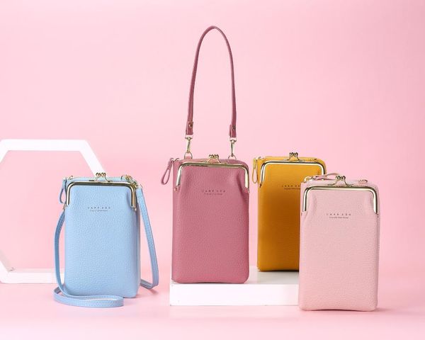 

evening bags women's mobile phone bag metal opening messenger ladies mini pu leather zipper handbag for gifts 2021