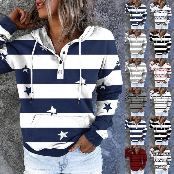 

women's hoodies & sweatshirts women colorful patchwork hooded sweatshirt autumn winter turtleneck warm long sleeve printed female draws, Black