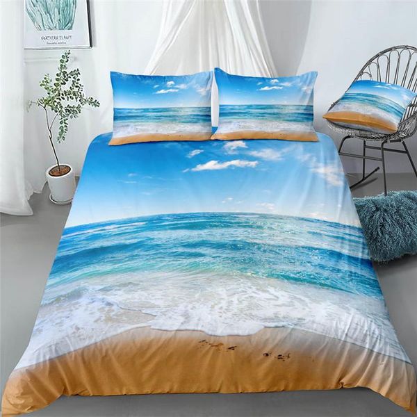 

bedding sets sandy beach set single twin full  king size seaside coconut tree bed children bedroom duvetcover 004