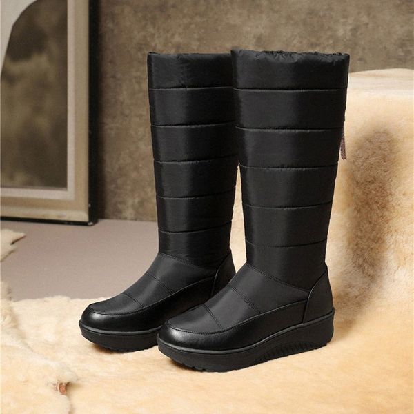 

ryvba fashion women winter knee high snow boots woman platform wedges heels warm ladies thigh high boots girls shoes 2019 black pumps p7ga#