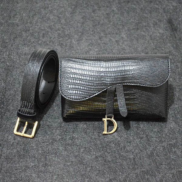 

korean fashion new women's belt women's outdoor fashion versatile d-button decorative texture waist bag, Black;brown