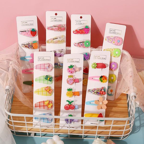 

hair accessories 5/10pcs fruit clips for girls kids transparent hairpins fashion children pvc bb cartoon animal, Slivery;white