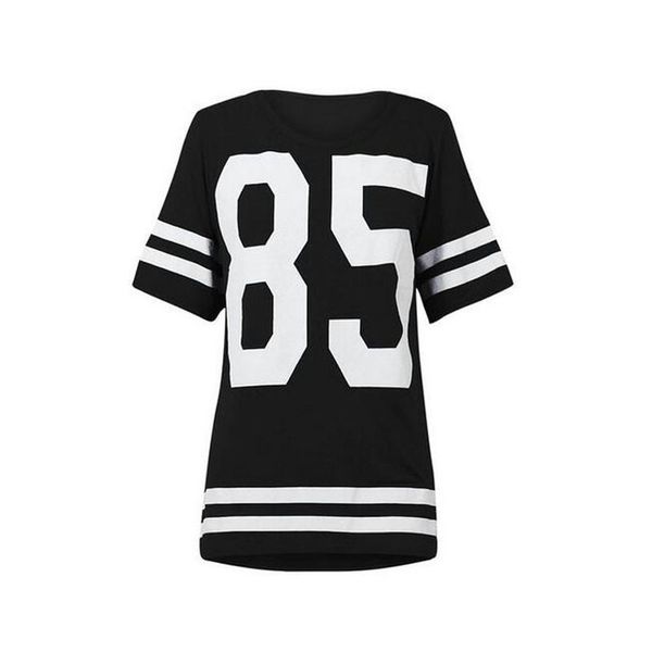 

summer women's large size baseball short sleeve t-shirt letter print cotton short sleeve t-shirt loose casual long t-shirt gd141 210306, White