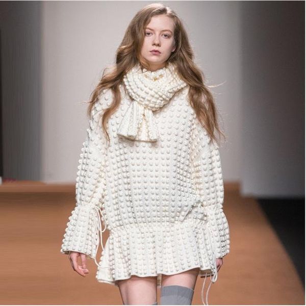 

casual dresses sweater dress women autumn winter cashmere knitted long sleeve runway designer luxury ladies wool pullovers, Black;gray