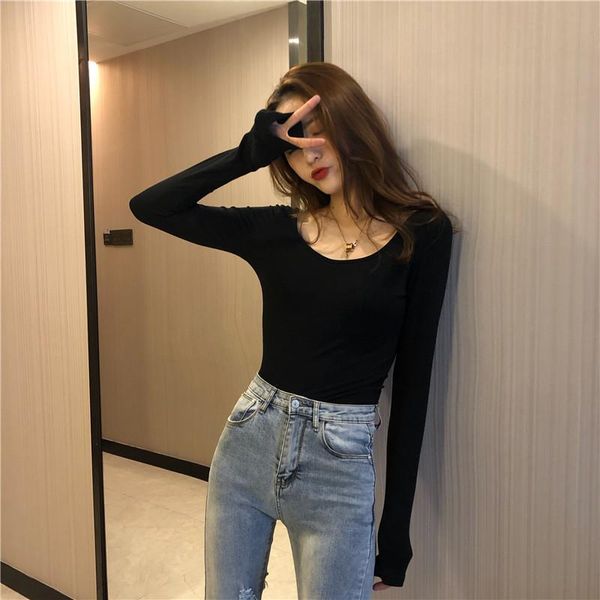 

make firm offers han edition backless hollow out female long sleeve t-shirt cultivate morality show thin coat, White