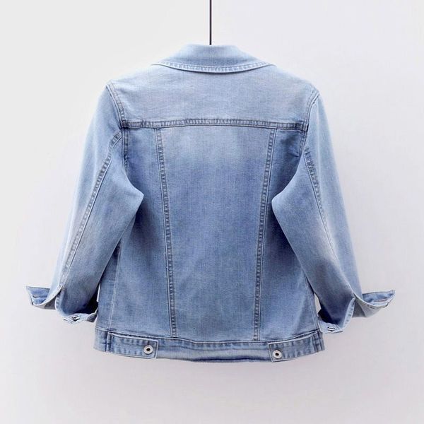 

spring autumn lace splice short denim women elastic student outwear vintage three quarter sleeve jeans jacket coat female 74rt, Black;brown