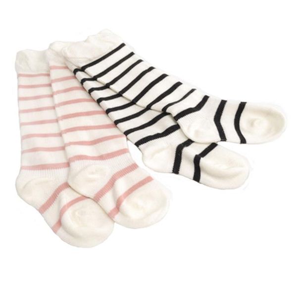 

socks spring and autumn knee high kids boy girl cotton striped baby for 0-1-3 years old children, Pink;yellow