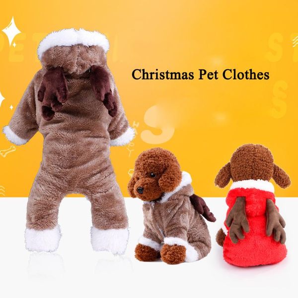 

dog apparel christmas pet clothes elk plus velvet teddy autumn winter cotton dogs warm supplies