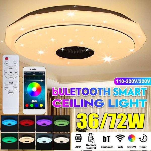 

ceiling lights modern led dimmable rgb music lamp bluetooth speaker remote app control for living room