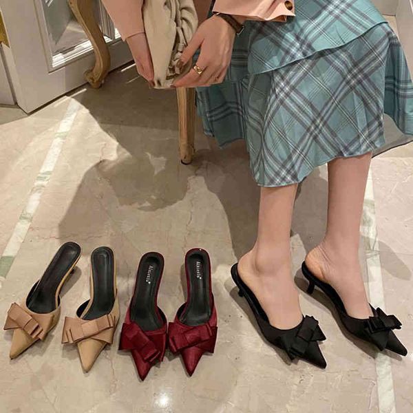 

sandals chinelos de cetim seda feminino, sandÃ¡lia baixa casual com nÃ³ borboleta 6h6l, Black