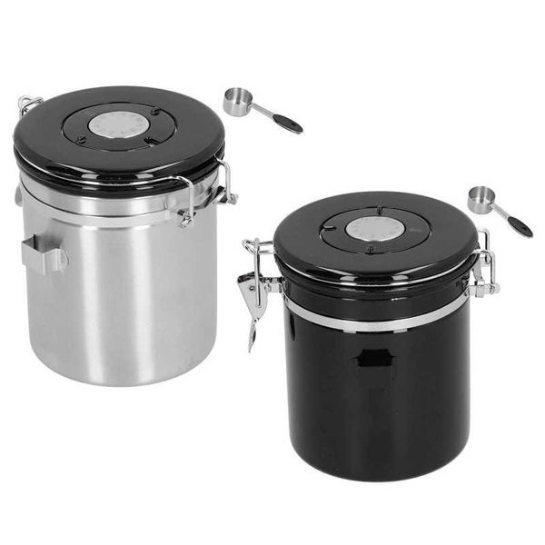 

storage bottles & jars stainless steel airtight coffee container canister set jar with scoop for beans tea 1.5l/1.8l