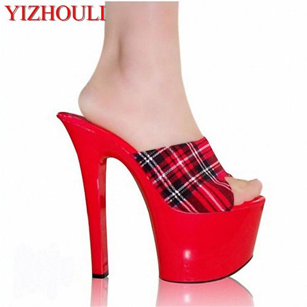 

dress shoes 7 inch arrival lady high heels sandals open toe slippers ladies scotland style women exotic, Black