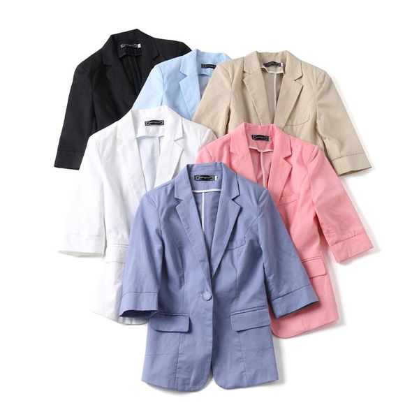 

women's suits & blazers summer linen suit jacket cotton and blazer fashion ladies solid color slim casual, White;black