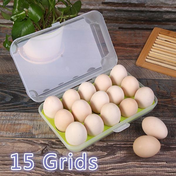 

storage bottles & jars 15 grid egg anti-collision transparent container box plastic refrigerator kitchen tool