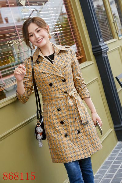 

women's trench coats long classic windbreaker waterproof british high-end english style autumn winter gabadian solid color size coat f5, Tan;black