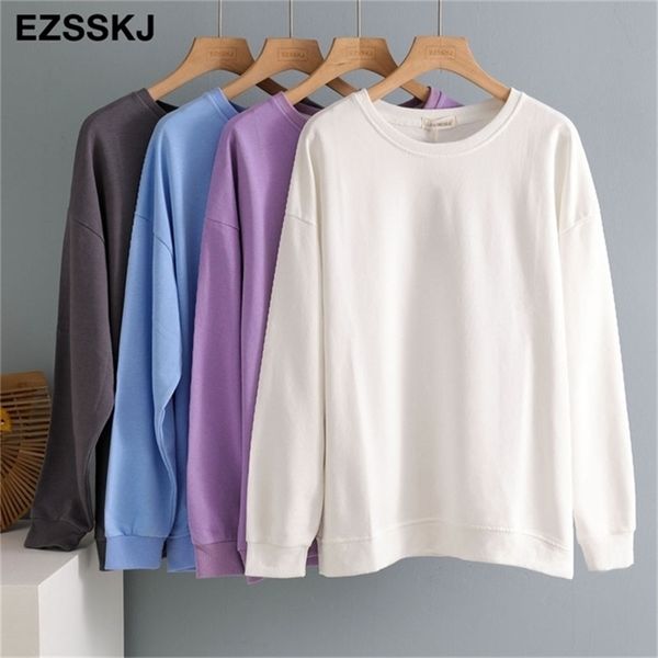 

spring autumn hooded women basic solid color sweatshirts female oversize hoodie jacket 201216, Black