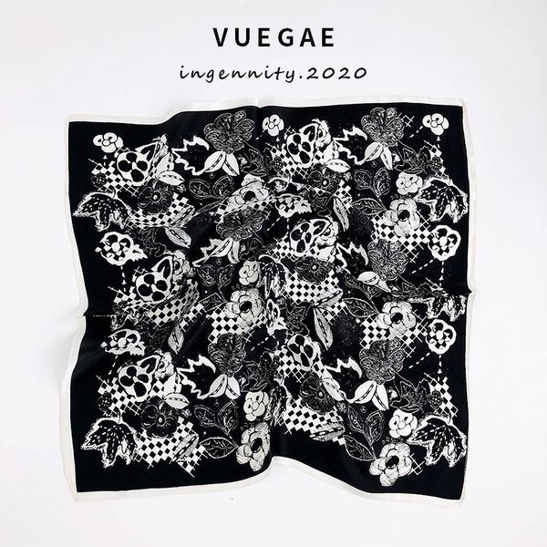 

new ink flower silk scarf for women, Black;purple