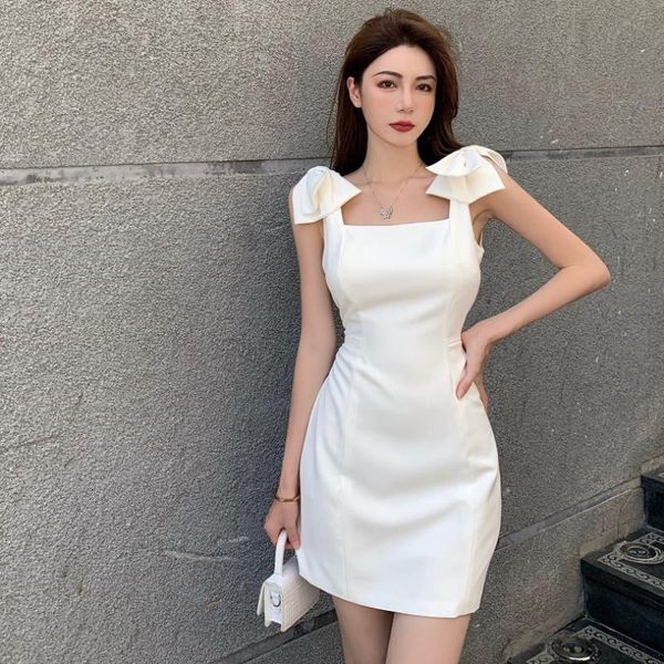 

casual dresses white women bow off shoulder strapless club spaghetti strap bodycon dress party backless slim black female, Black;gray