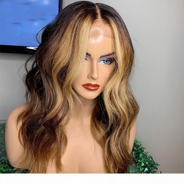 

full lace wig 13x6 lace front human hair wigs natural wave 360 lace frontal wigs pre plucked brown highlights blonde hairline for women, Black