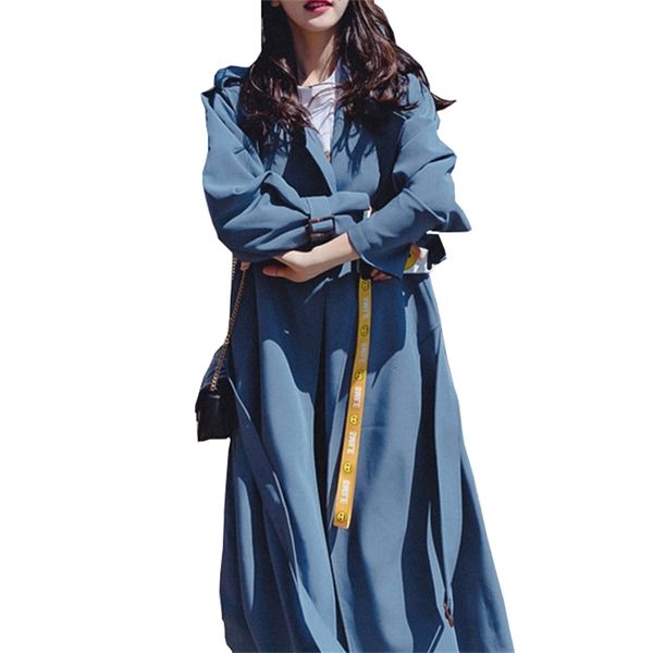 

women's trench coats autumn women with belt blue color clothes khaki casaco feminino harajuku abrigo mujer femme d7f3, Tan;black