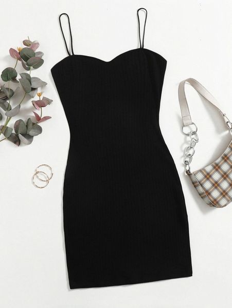 

plus rib-knit solid bodycon dress f5bb#, Black