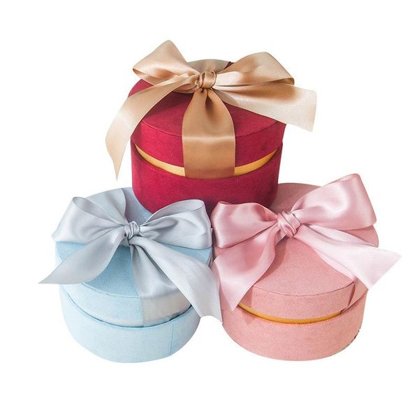 

round flannel gift box paper boxes packaging baby shower candy box cosmetic packaging for wedding favor event & party supplies