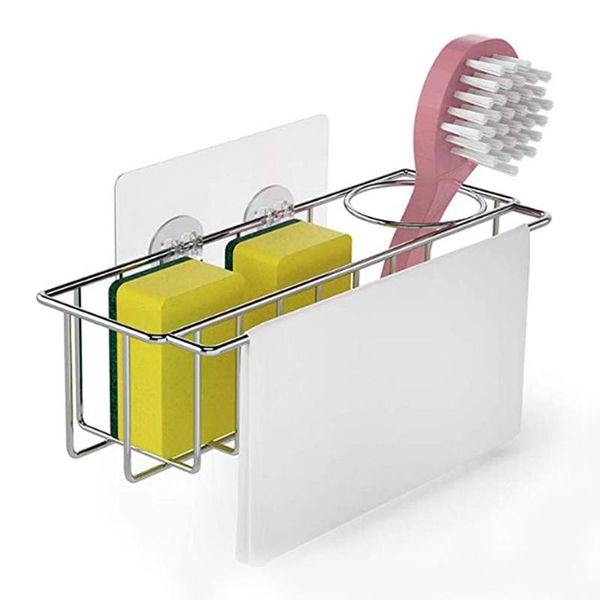 

kitchen storage & organization sink drain rack rag sponge basket stainless steel cloth wool hanging shelf