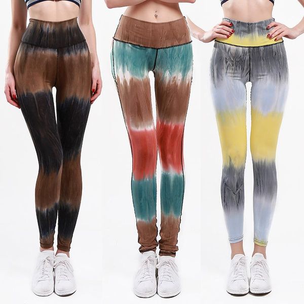 

yoga outfits across spring autumn sports gradient pants womens fitness tight dyed elasticity skinny leggings /40, White;red